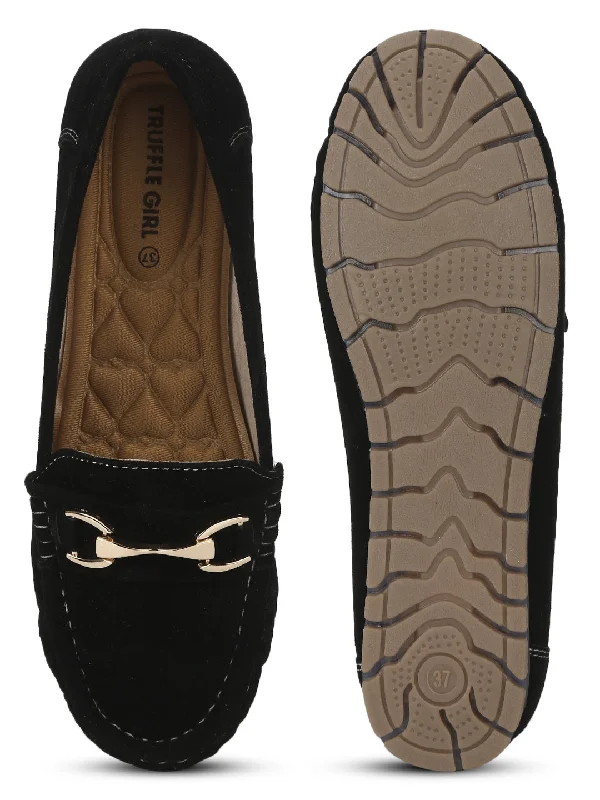 Black Micro Loafers With Chain