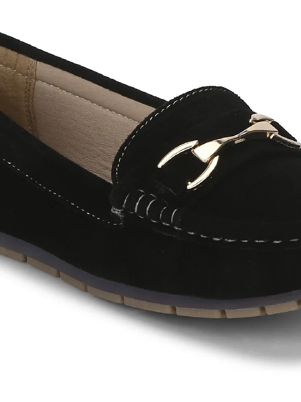 Black Micro Loafers With Chain