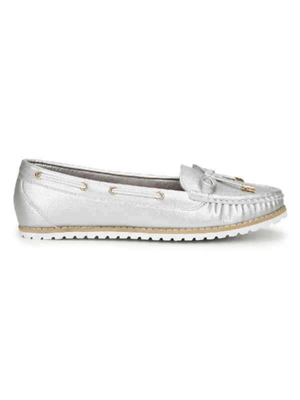 Silver PU Flat Belly Shoes