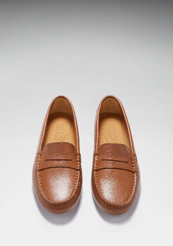 Women's Penny Driving Loafers, tan leather