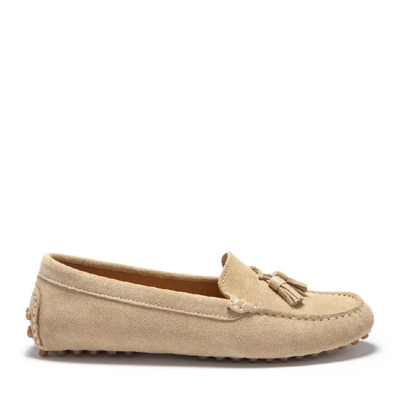 Women's Tasselled Driving Loafers, taupe suede