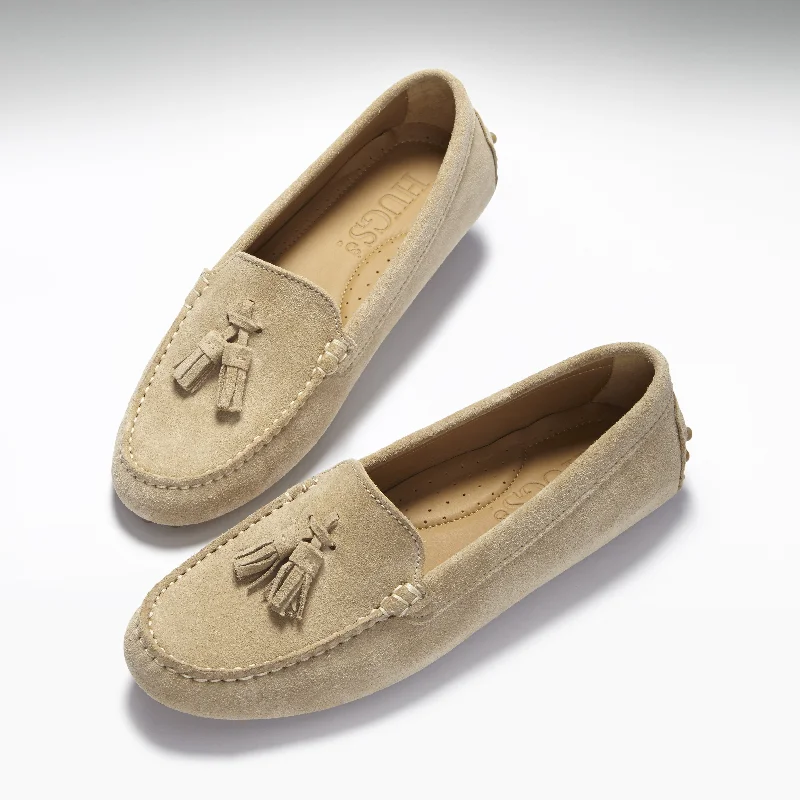 Women's Tasselled Driving Loafers, taupe suede