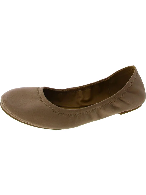 Emmie Womens Leather Round-Toe Ballet Flats