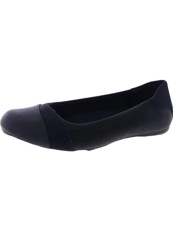 Womens Faux Leather Slip On Ballet Flats