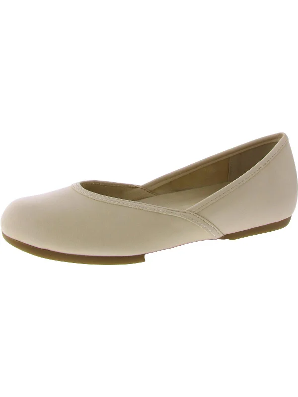 Womens Faux Leather Slip On Flat Shoes