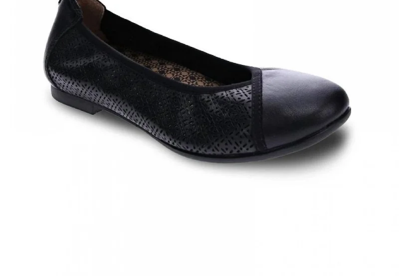 Women's Nairobi Ballet Flat In Black Lizard/onyx