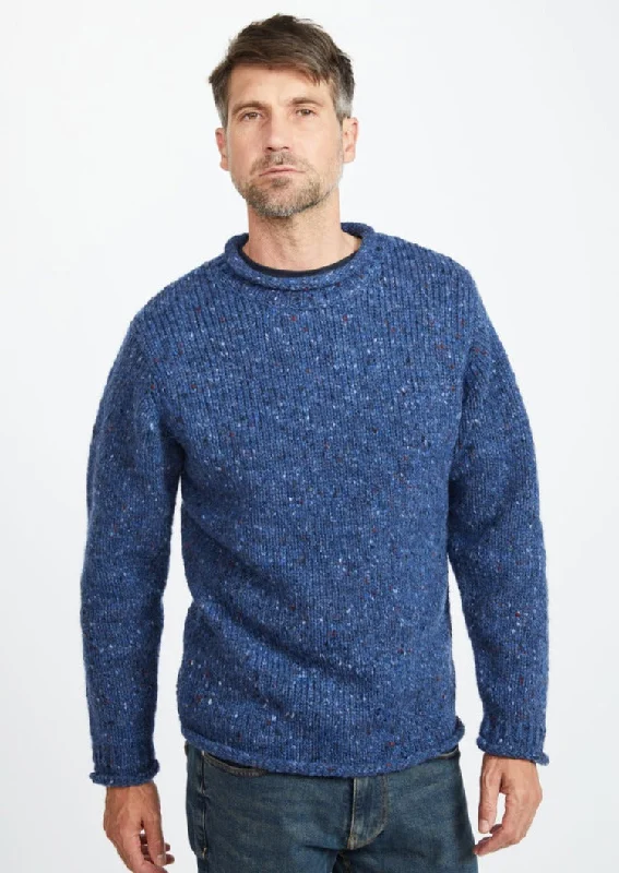 Shop the latest men's clothing trends at a fraction of the price.  Donegal Roll Neck Fisherman Sweater | Blue