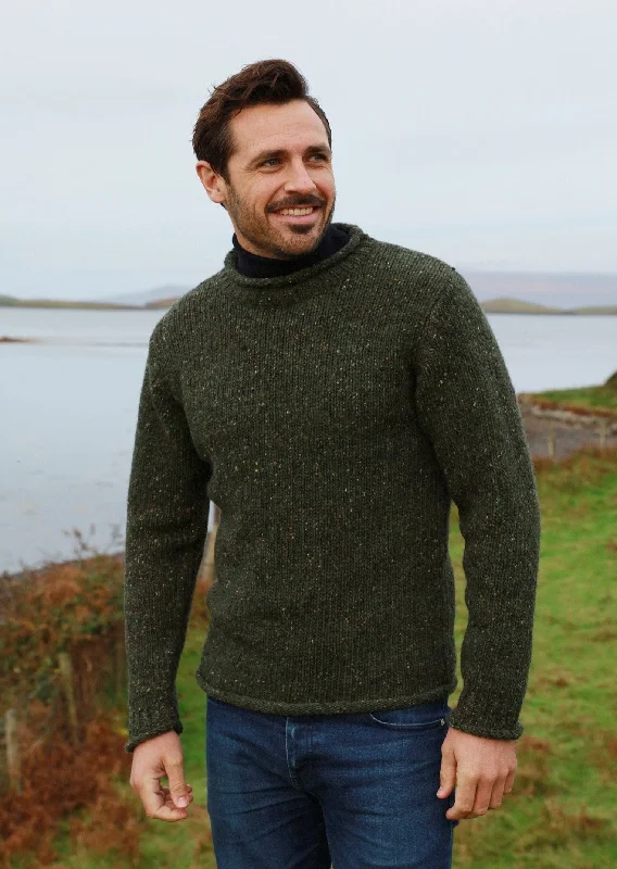 Best deals  fashion – Don’t miss the latest clothing discounts.  Raheen Tweed Roll Neck Mens Sweater | Green