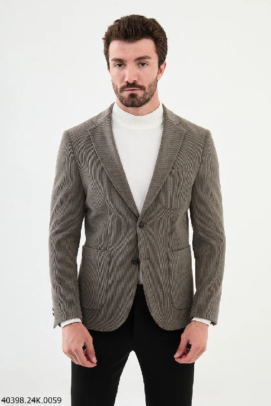 Time to upgrade your wardrobe – shop men’s fashion on sale.  Brabion James Dust Slim Fit Notch Lapel Striped Velvet Blazer