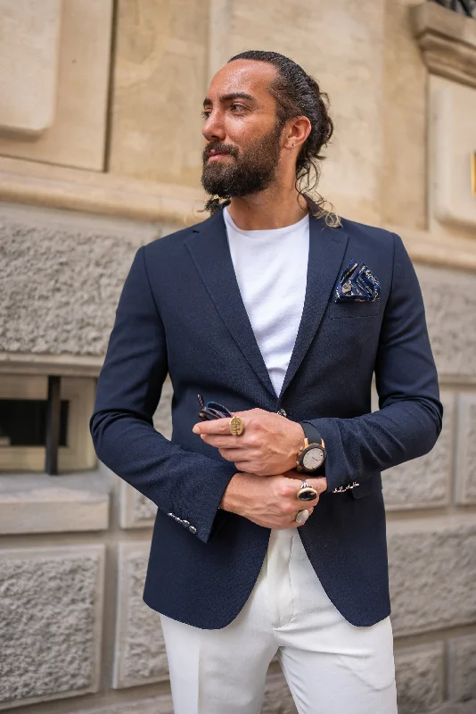 Save on men’s formal wear – perfect for your next event!  Brabion Massimo Navy Blue Slim Fit Notch Lapel Blazer