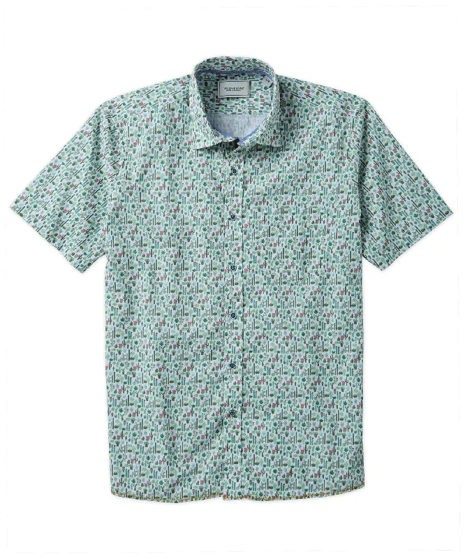 Shop smart, save big – men’s clothing sale on now!  Cactus Print Seersucker Sport Shirt