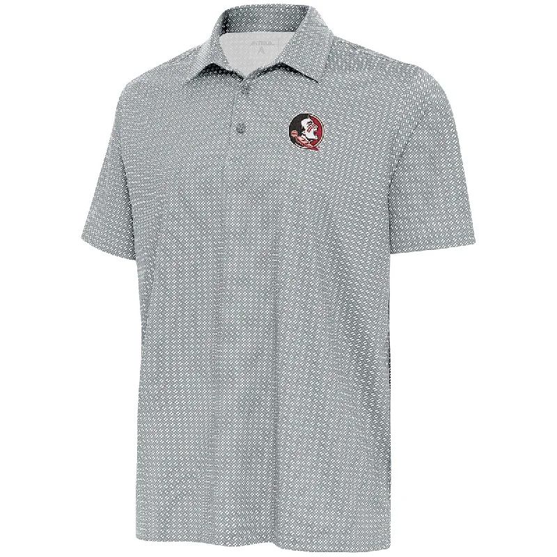 Shop the latest clothing deals – Huge discounts on fashion essentials!  Antigua Men's Seminole Logo Mini Square Geo Pattern Polo - Grey/White