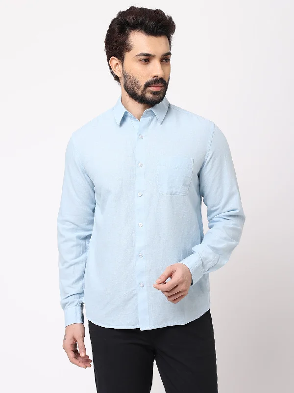 Shop affordable clothing for all occasions – Men's 100% Linen Sky Blue Regular Fit Striped Shirt Shop affordable clothing for all occasions – Men's 100% Linen Sky Blue Regular Fit Striped Shirt
