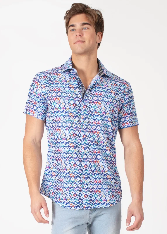 Exclusive offers on the latest clothing styles for men .  Short Sleeve Dress Shirt with Geometrical Print