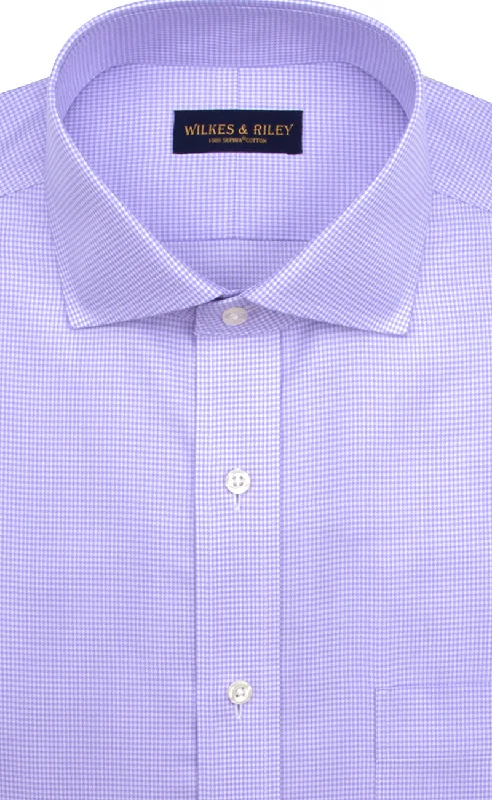 Seasonal sale Tailored Fit Purple Houndstooth English Spread Collar Supima® Cotton Non-Iron Twill Dress Shirt Seasonal sale Tailored Fit Purple Houndstooth English Spread Collar Supima® Cotton Non-Iron Twill Dress Shirt