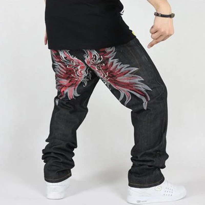 Buy more, save more –  Men's Street Style Loose Jeans Plus Size Embroidery Hip Hop Pants