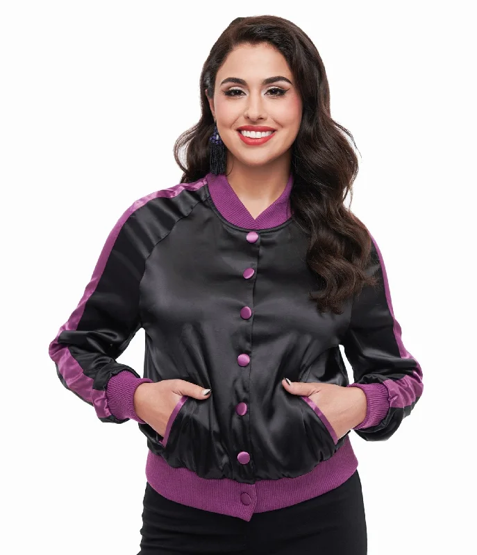 Flash sale alert! Shop fashion-forward clothing at discounted prices.  Disney Hocus Pocus Collection by Unique Vintage Purple & Black Hocus Pocus Spell Bomber Jacket