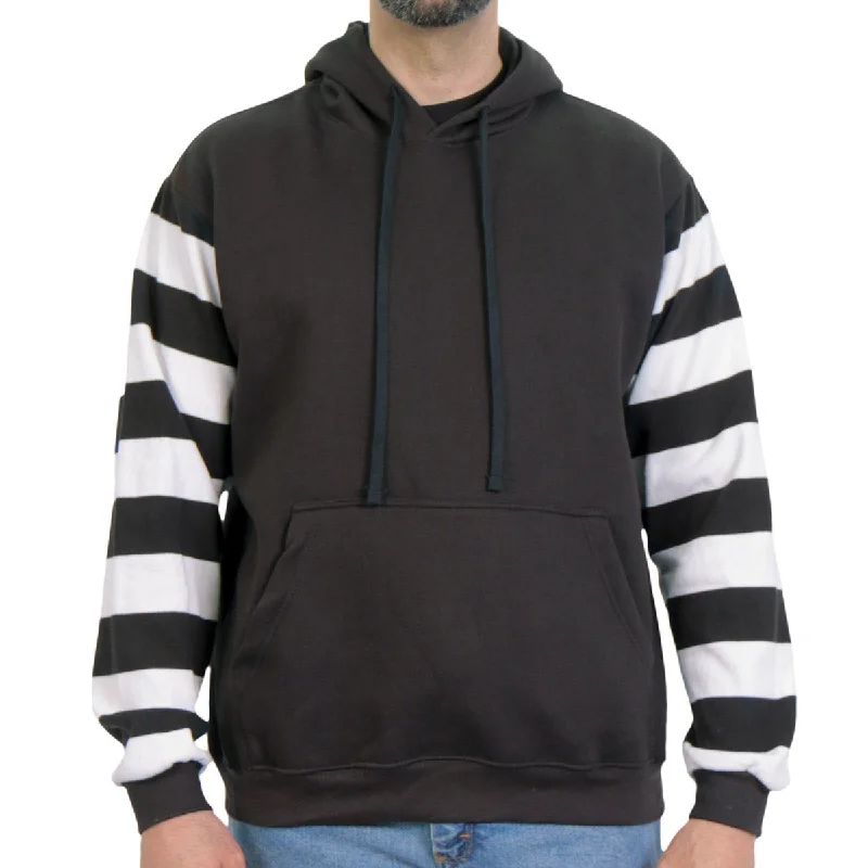 Shop stylish and affordable clothes –   Hot Leathers GSM6003 Men's Black and White Hooded Pullover Sweatshirt with Knit Strip Sleeves